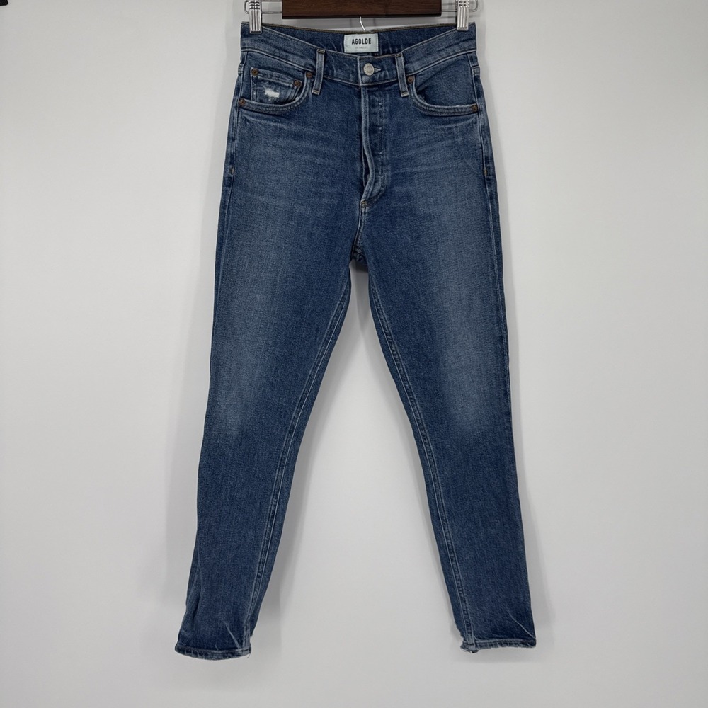 Agolde Revolve Nico High Rise Slim Jeans Raw Hem Cropped Distressed Sz25 Grunge